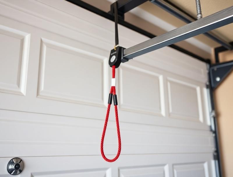 Garage door emergency manual release red cord mechanism